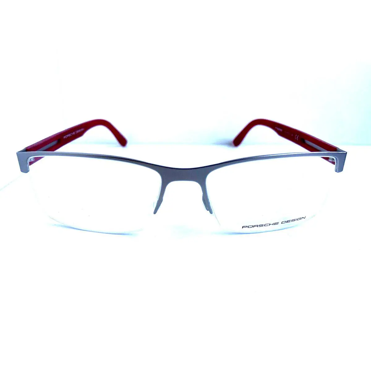 Porsche Design P 8230 P8230 B 57mm Silver/red Men`s Eyeglasses Frame Italy