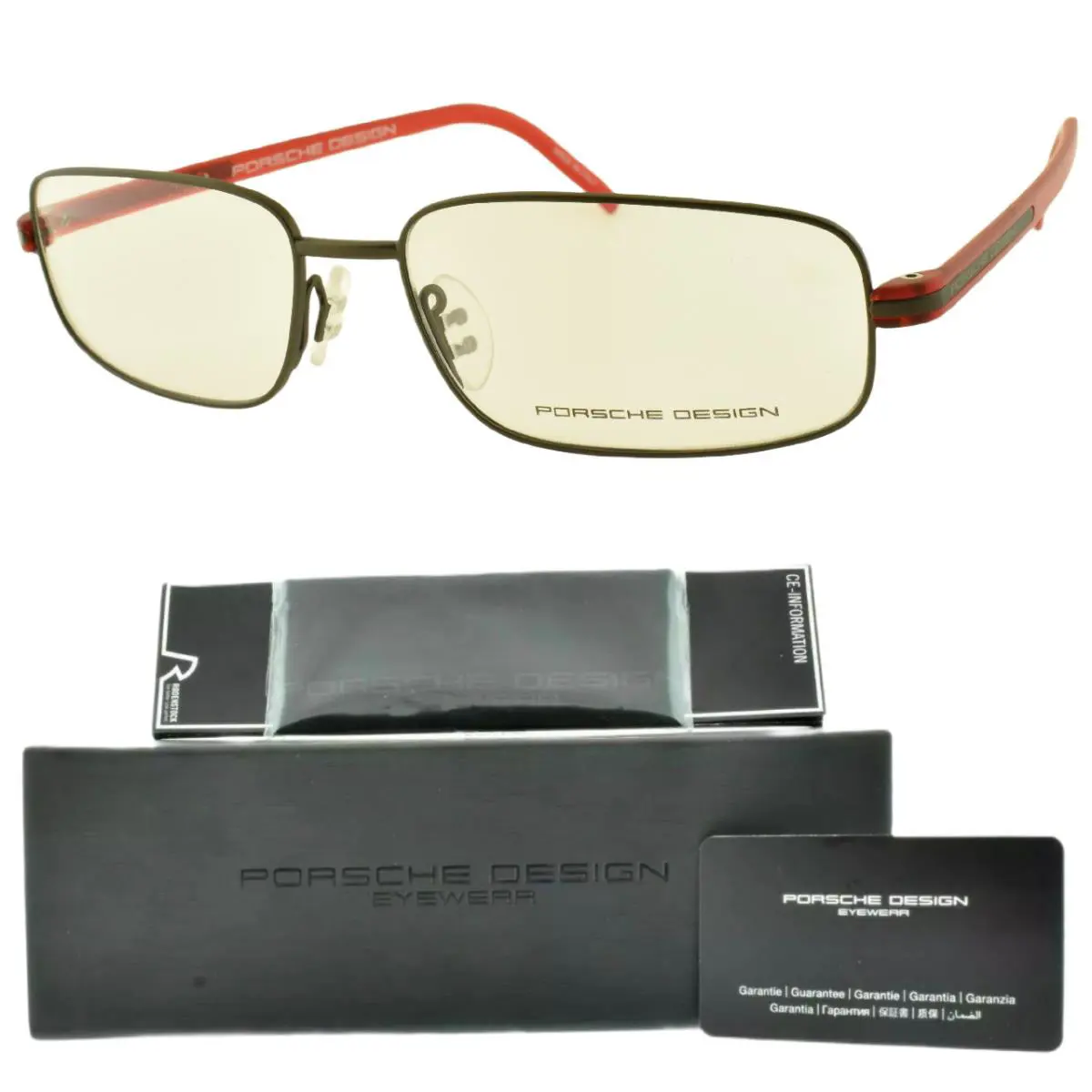 Porsche Porshe P8125 D 57-16-145 Grey/red Rectangle Full Rim Mens Optical Frame