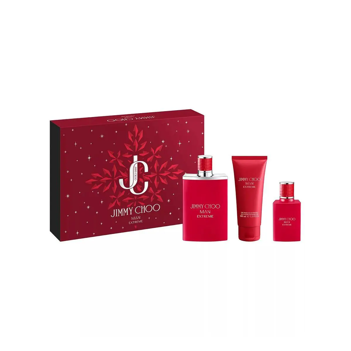 Jimmy Choo Man Extreme 3-Pc Gift Set For Men: 3.4 oz Edp + 3.3oz Gel + 1 oz Edp