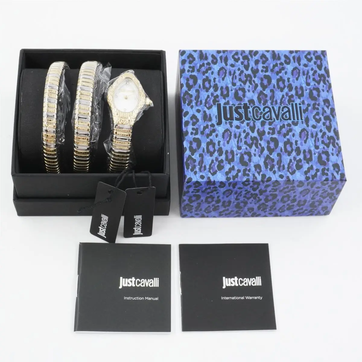 Aurela Gold Silver Tone Snake 20mm Quartz Watch JC1L374M0055 by Just Cavalli