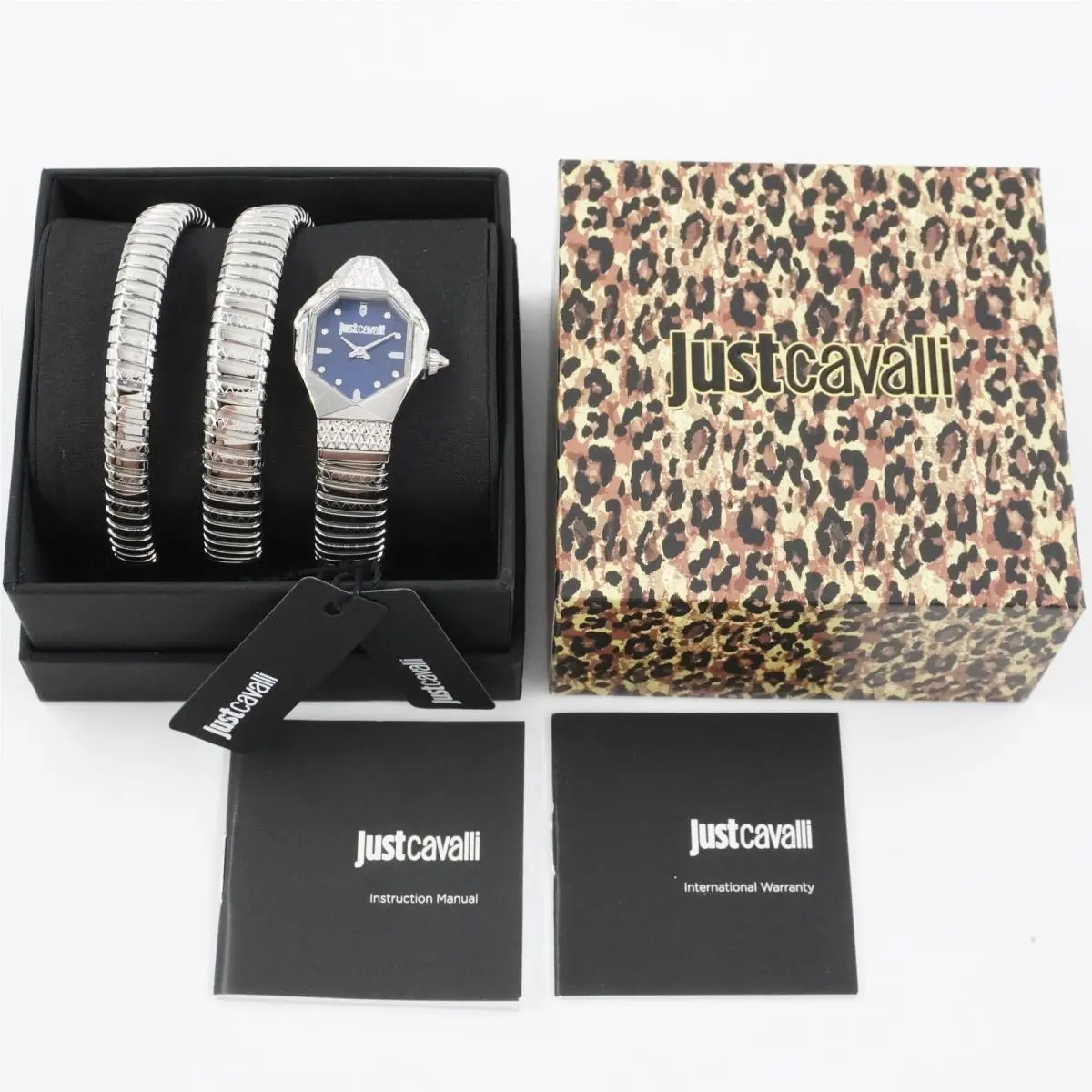 Ambra Snake Quartz Silver 22mm Ladies Watch with Night Blue Dial by Just Cavalli