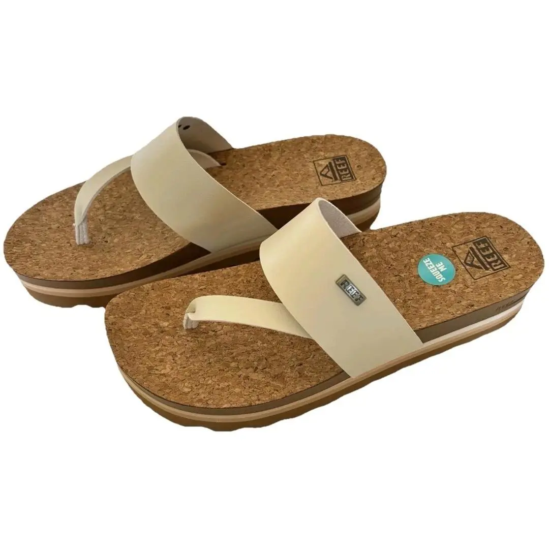 Women`s Reef Cushion Sol Hi Platform Sandals Sz 7 Beige Ivory