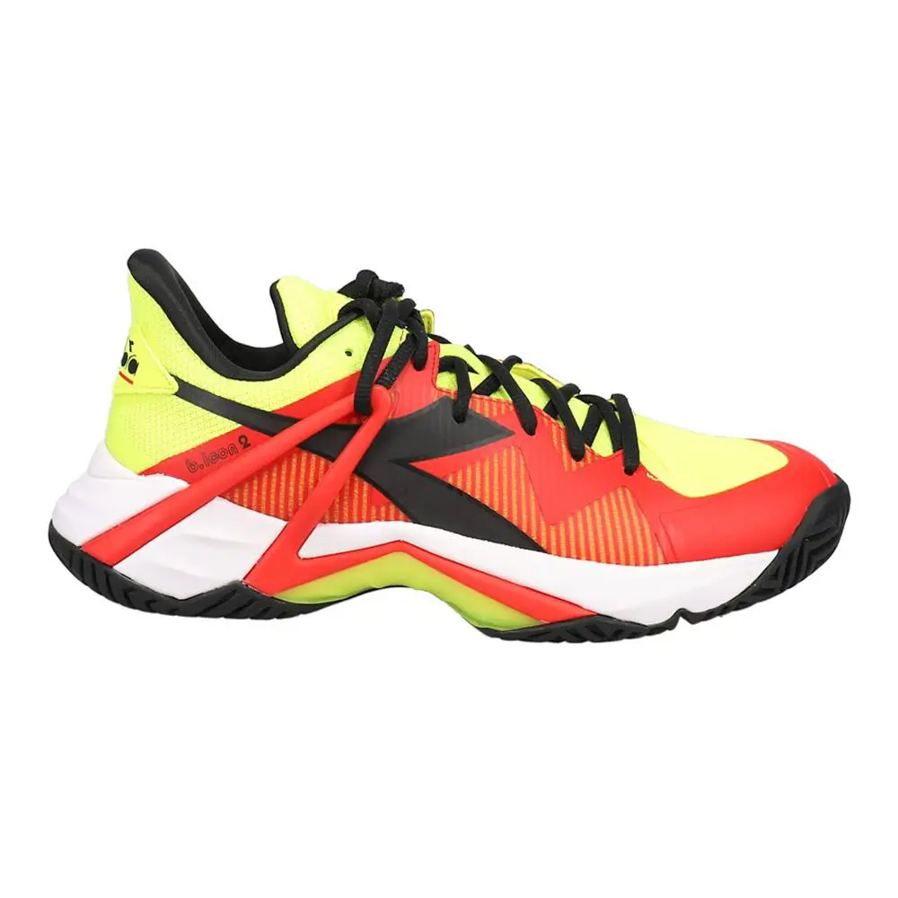 Diadora B.icon 2 Ag Tennis Mens Red Yellow Sneakers Athletic Shoes 179099-D027 - Red, Yellow