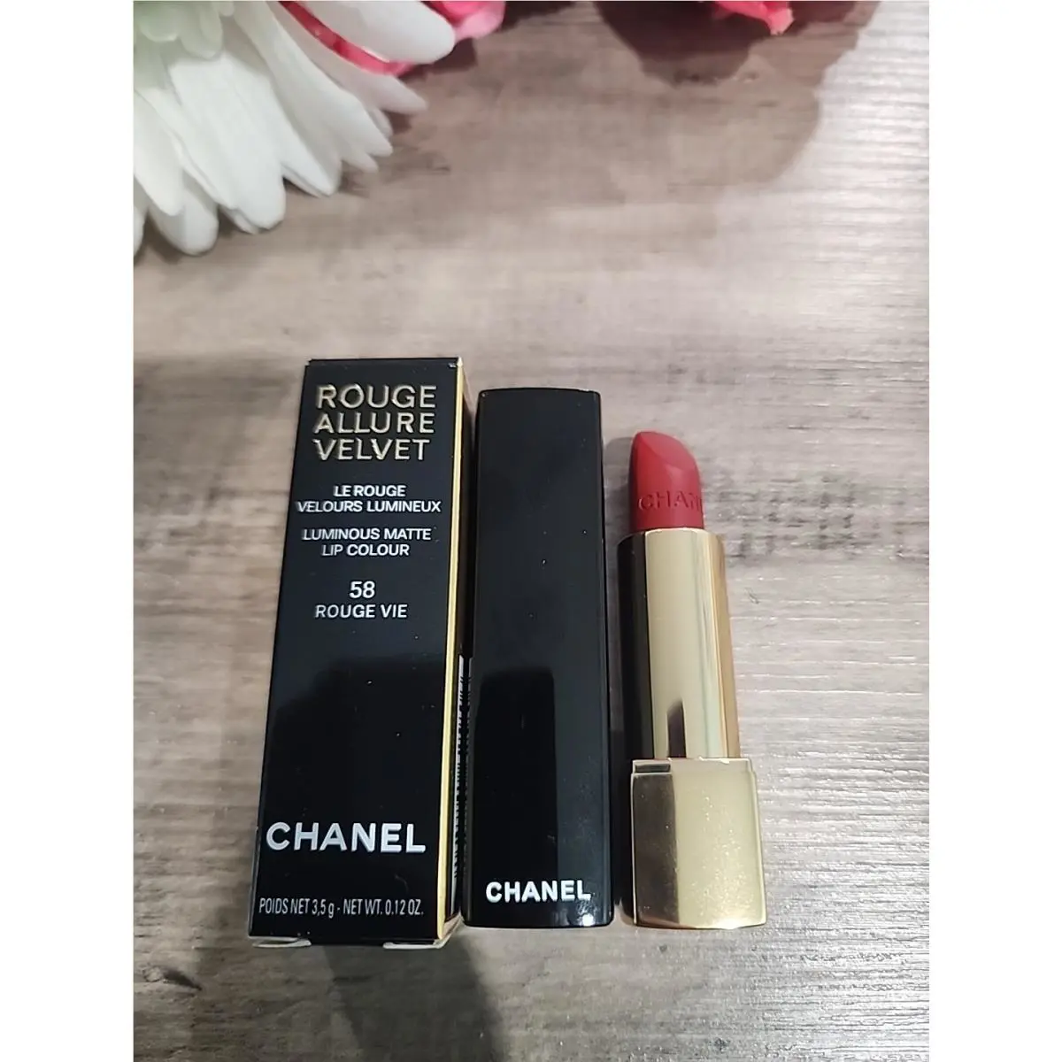 Chanel Rouge Allure Velvet Luminous Matte Red Lipstick 58 Rouge VE 0.12FL.OZ