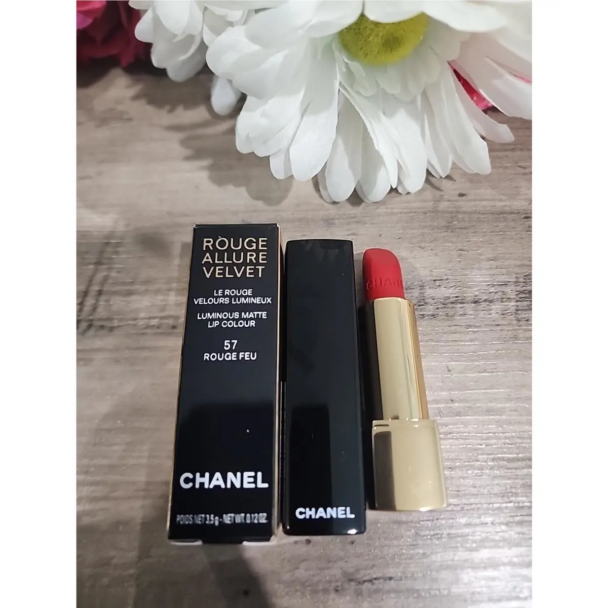 Chanel Rouge Allure Velvet Luminous Matte Lip Colour 57 Rouge Feu .12 Oz