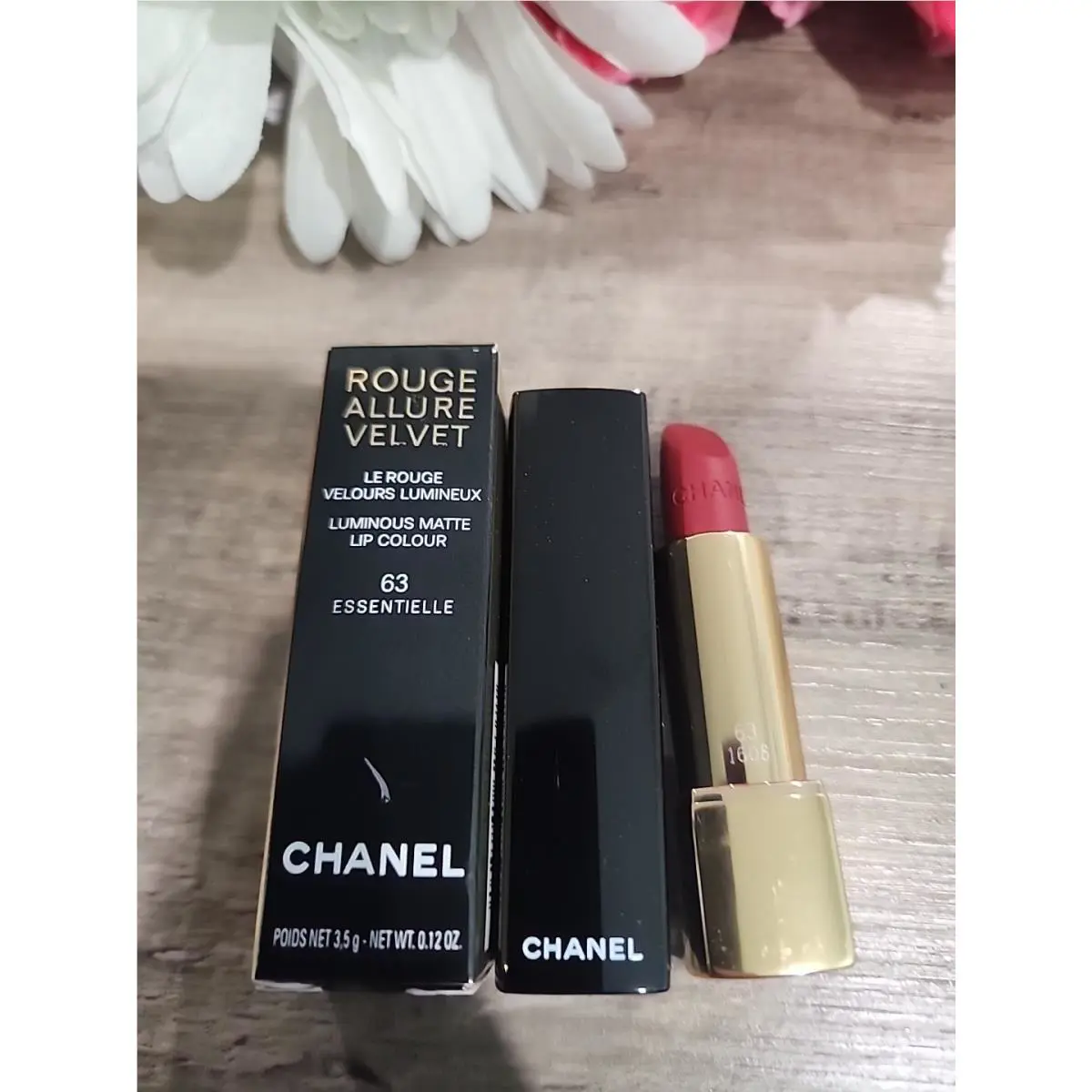 Chanel Rouge Allure Velvet Luminous Matte Lip Colour 63 Essentielle 0.12 Oz