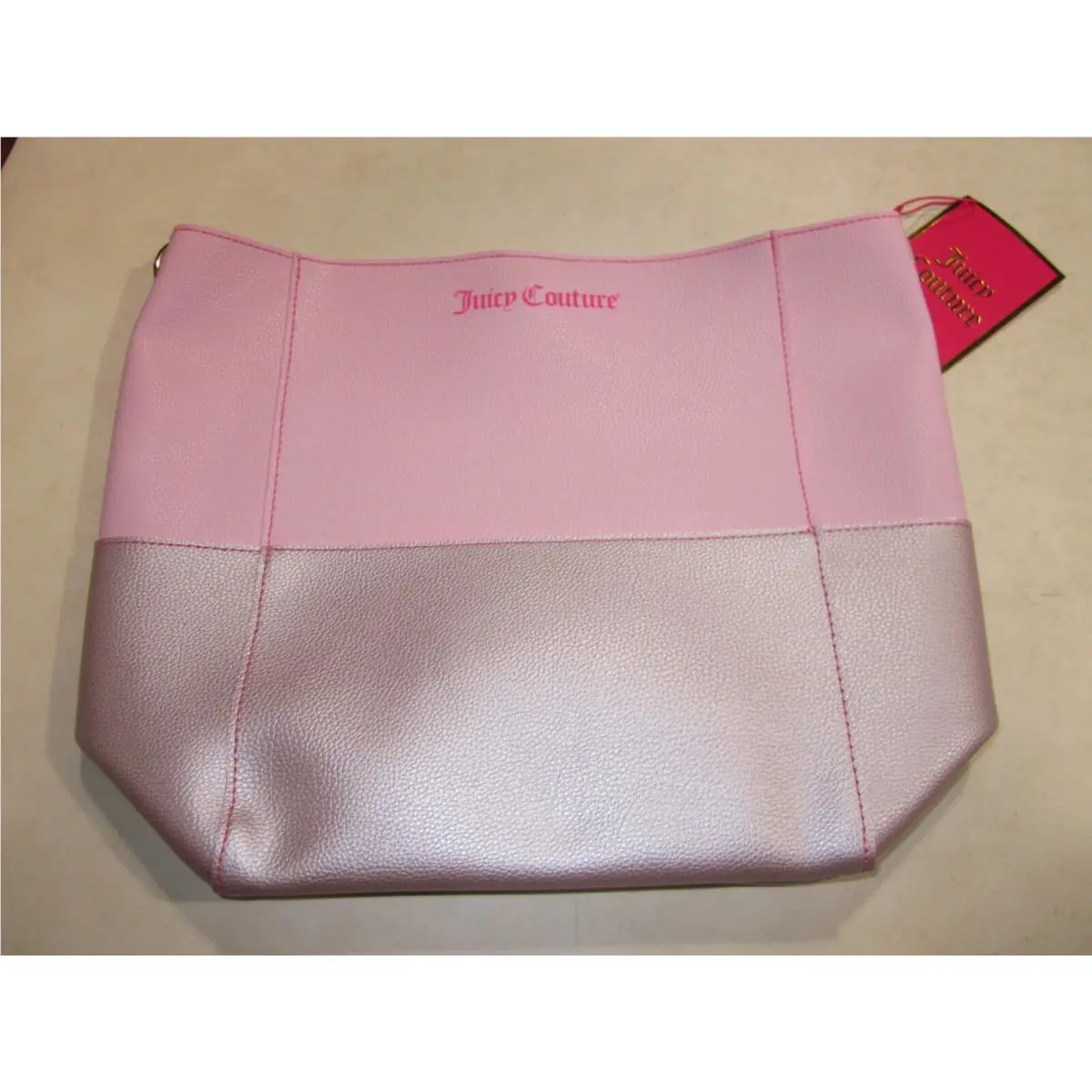 Juicy Couture Large Rose Gold Logo Tote Beach Shopping Bag Purse 355N