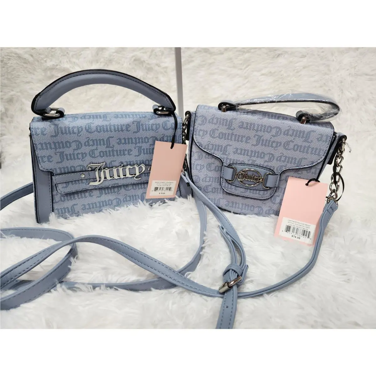 Set Of 2 Baby Blue Juicy Couture Small Crossbody Shoulder Bags