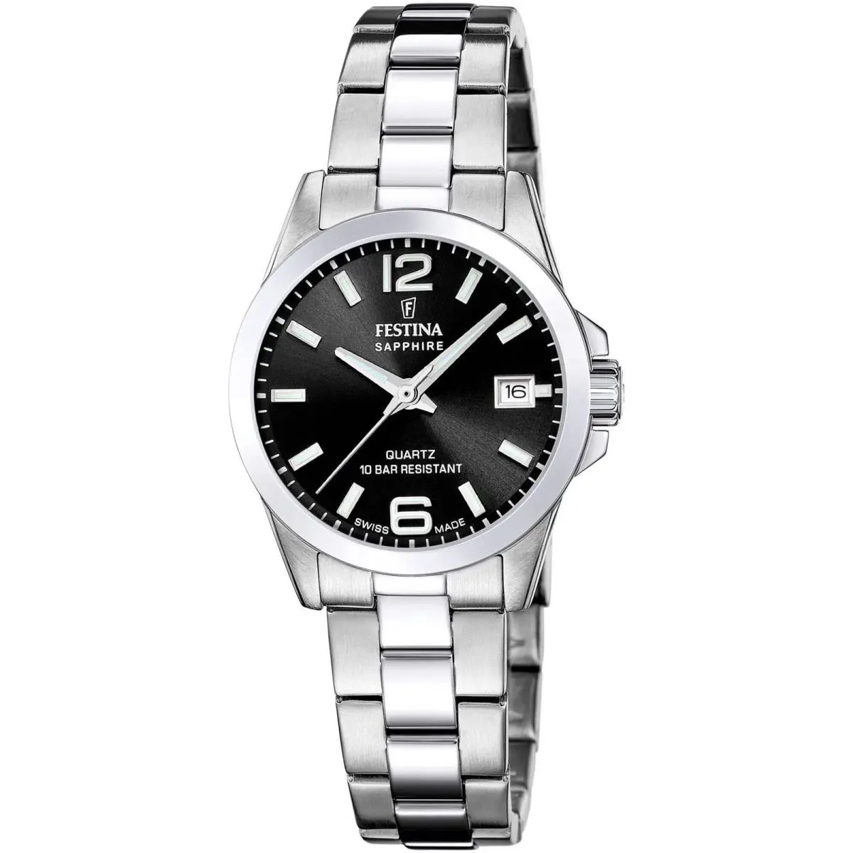 Swiss Made Black / Stainless Steel Black Dial Wristwatch F20049-6 by Festina