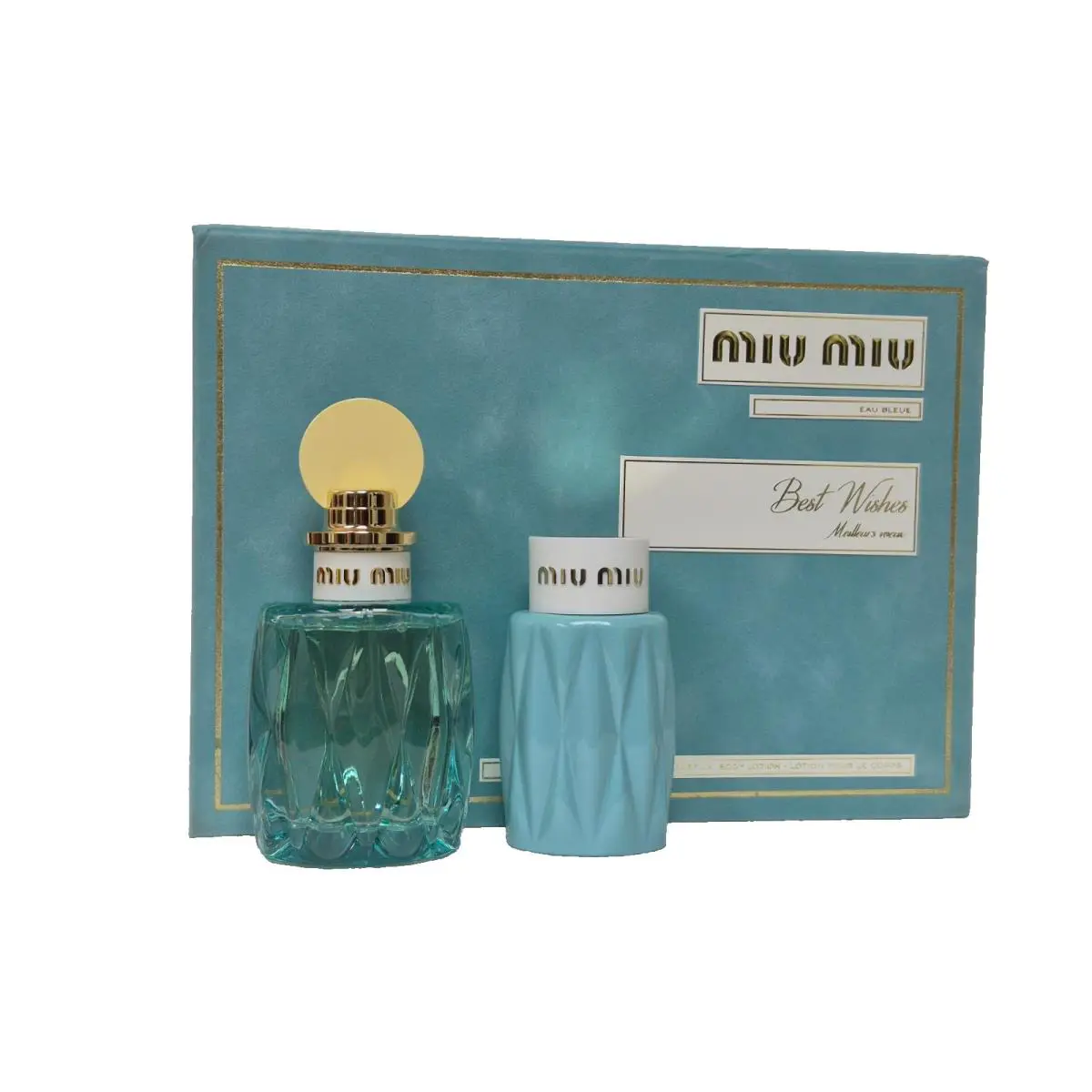 Miu Miu L`eau Bleue Women Set 3.4 Edp Spray 3.4 Body Lotion