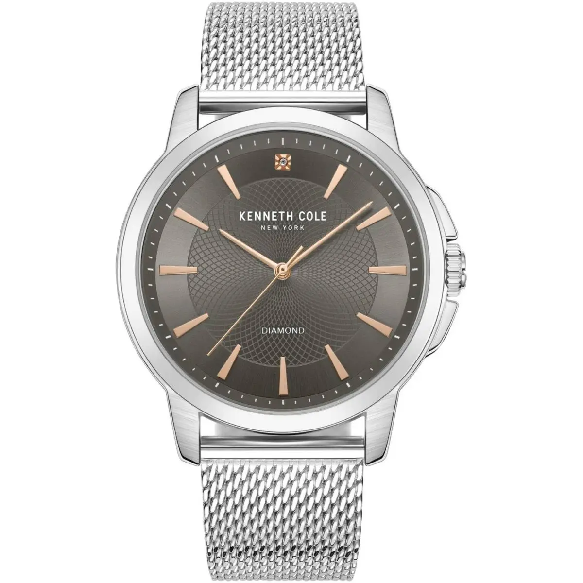 Men`s Watch Diamond Grey Dial Silver Tone Bracelet KCWGG7001205 by Kenneth Cole