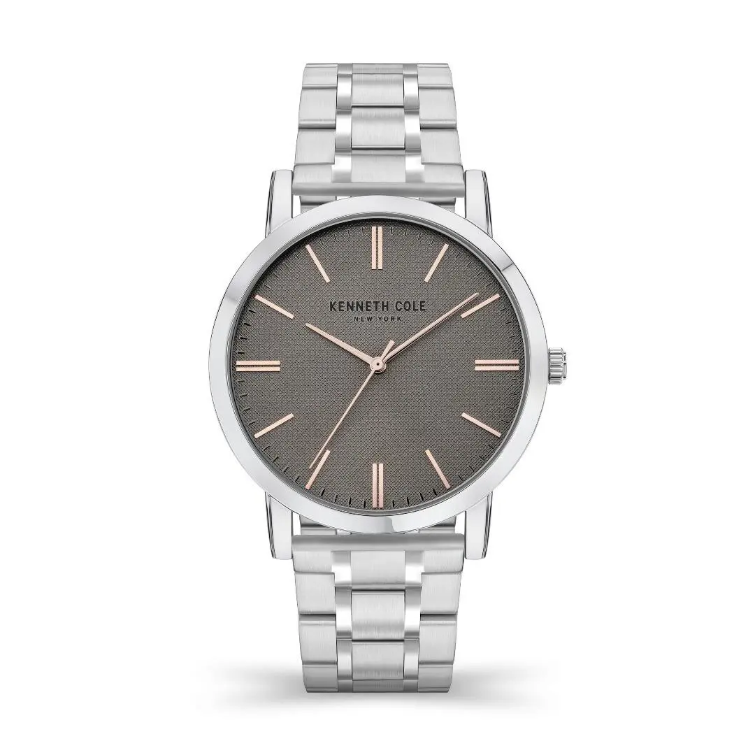 Kenneth Cole Men`s Watch Quartz Grey Dial Stainless Steel Bracelet KCWGG2171105