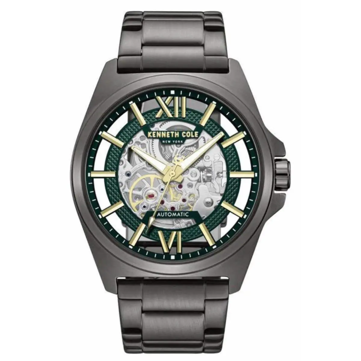 Kenneth Cole KCWGY0065103 Mens Automatic Skeleton Gunmetal Bracelet Watch