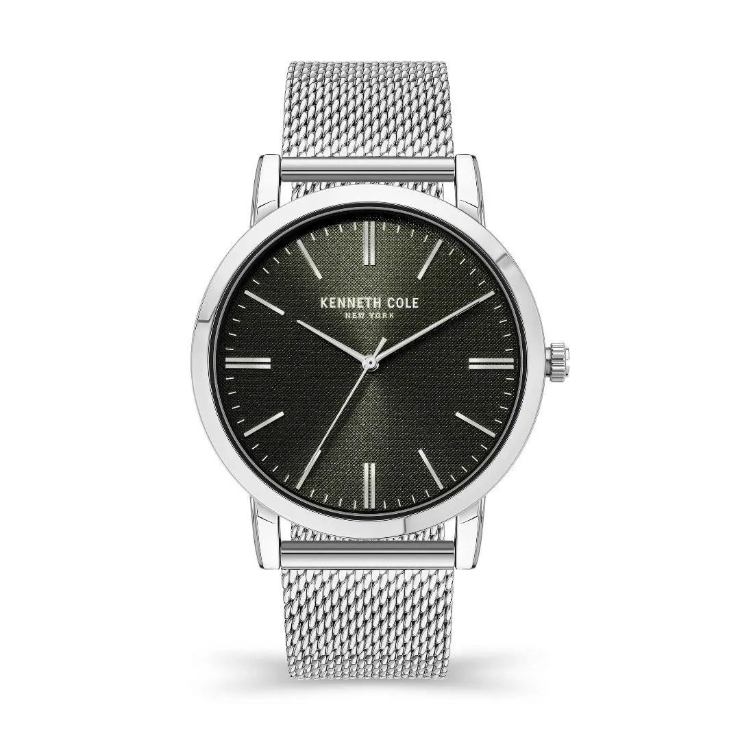 Kenneth Cole Men`s Watch Black Dial Stainless Steel Mesh Bracelet KCWGG2171108 - Dial: Black, Band: Silver