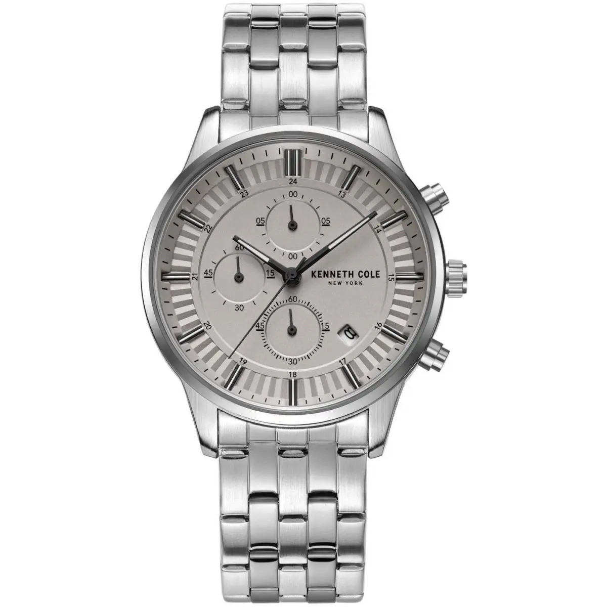 Kenneth Cole Men`s Watch Chronograph Silver Dial Steel Bracelet KCWGK2185306