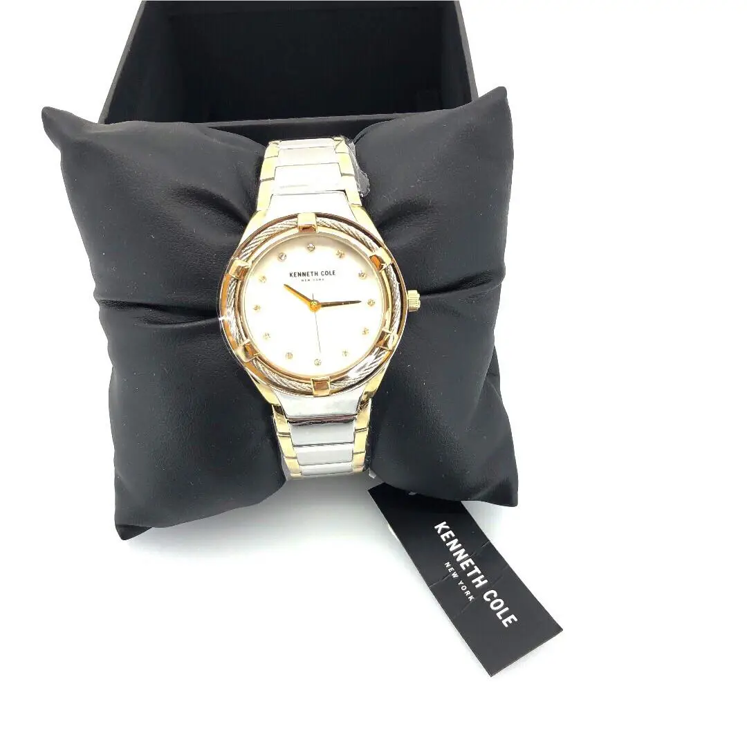 Kenneth Cole York Wristwatch Womens Silver Gold Band White - Dial: White, Band: gold, silver, Bezel: White