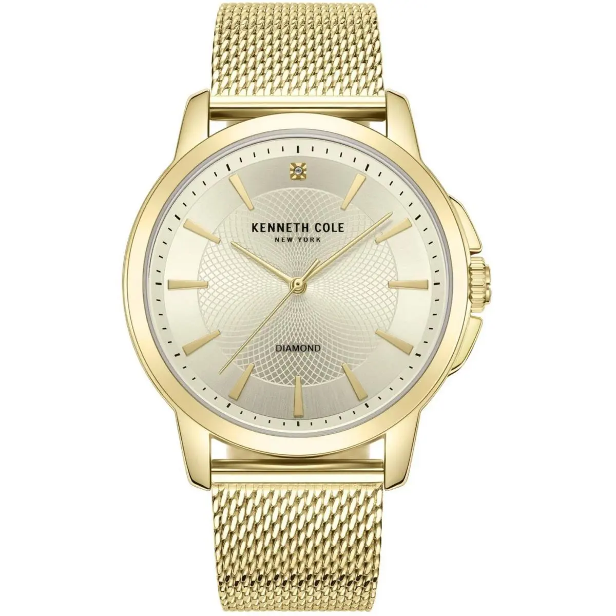 Men`s Watch Diamond Quartz Yellow Gold Mesh Bracelet KCWGG7001206 by Kenneth Cole