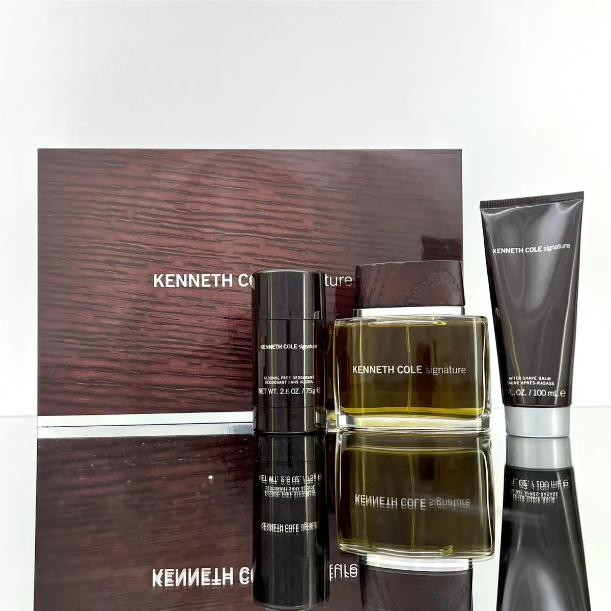Kenneth Cole Signature 3pc Set 3.4oz Edt Spr +3.4oz A/shave Balm +2.6oz Deo
