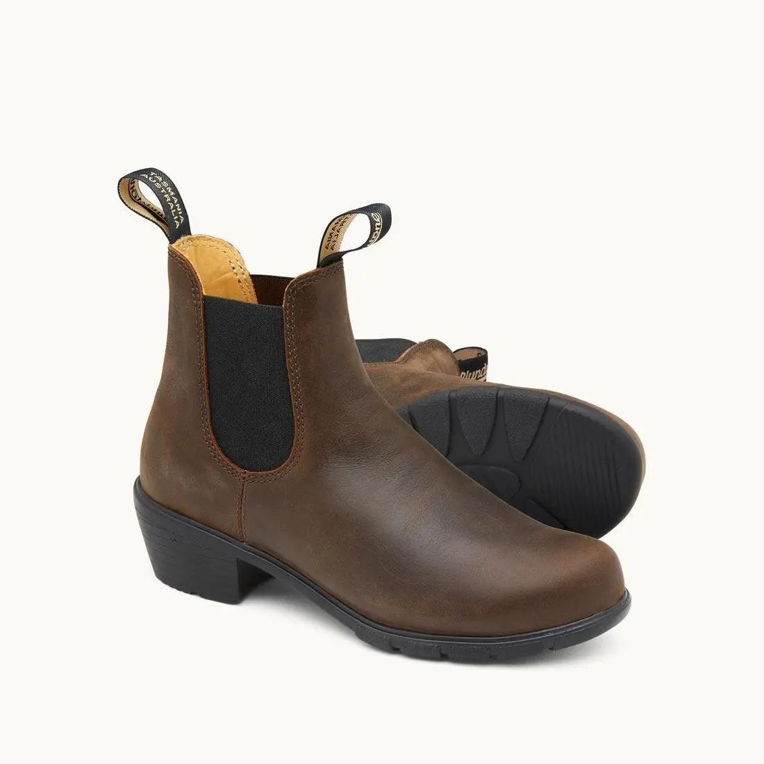 Women`s Heeled Chelsea Boots 1671 1673 1677 2060 2666 1673-Antique Brown by Blundstone