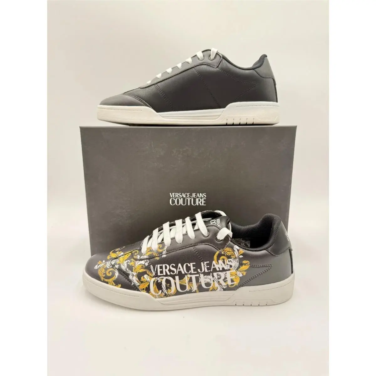 Versace Jeans Couture Men`s Brooklyn Sneakers Black/white Logo EU 41/US 8