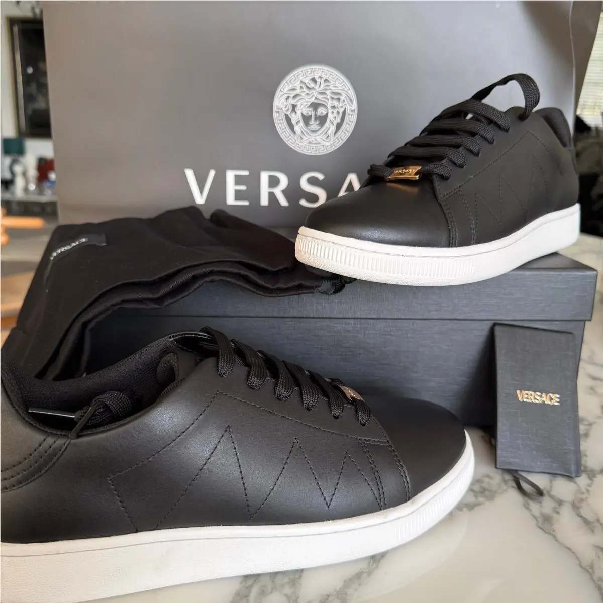 Versace Medusa Men`s White Leather Sneakers 10 US 43 Euro 1016936