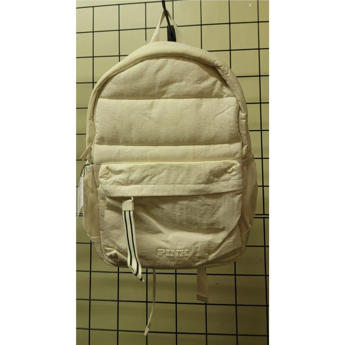 Victoria`s Secret Pink Campus Quilted Puffer Backpack White by Victoria's Secret