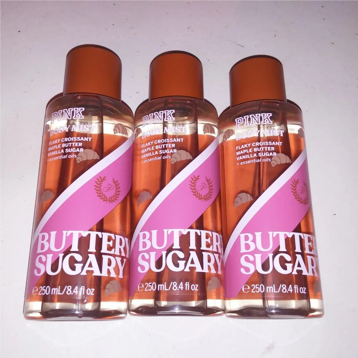 Set of 3 Victoria`s Secret Pink Fragrance Mist Body Spray Buttery Sugar