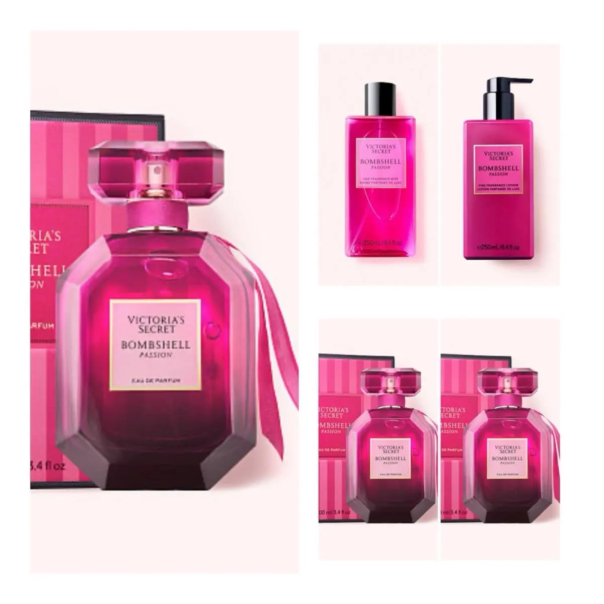 Victoria`s Secret Bombshell Passion Edp 3.4 Oz. 3 /fragrance Mist/lotion