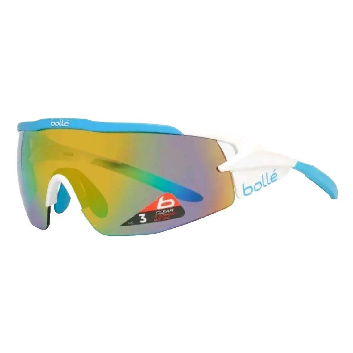 Bolle Aeromax Sunglasses Matte White/blue Frame Nxt Brown Emerald Oleo/af Lens