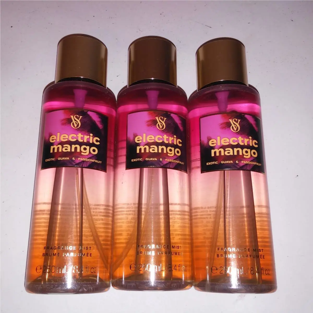 Set of 3 Victoria`s Secret Fragrant Mist Body Spray Electric Mango Full Size