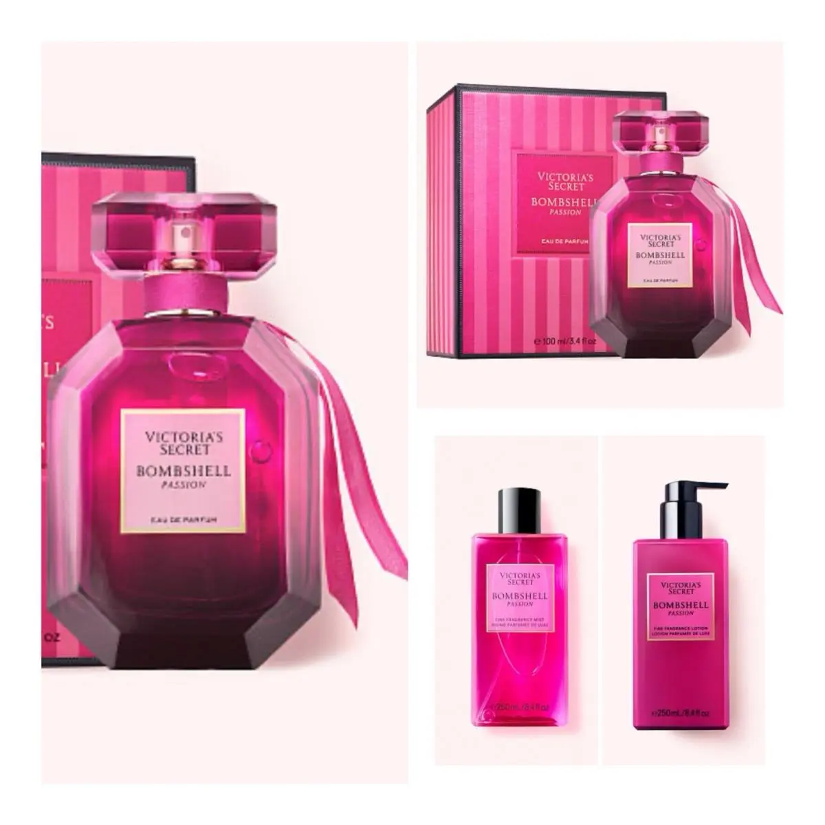 Victoria`s Secret Bombshell Passion Edp 3.4 Oz. 2 /fragrance Mist/lotion