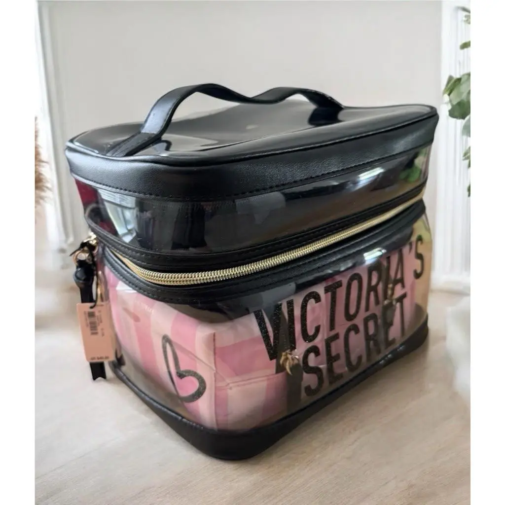 Victoria’s Secret Makeup Case Cosmetic Bag Train Set 4 Pieces Pink