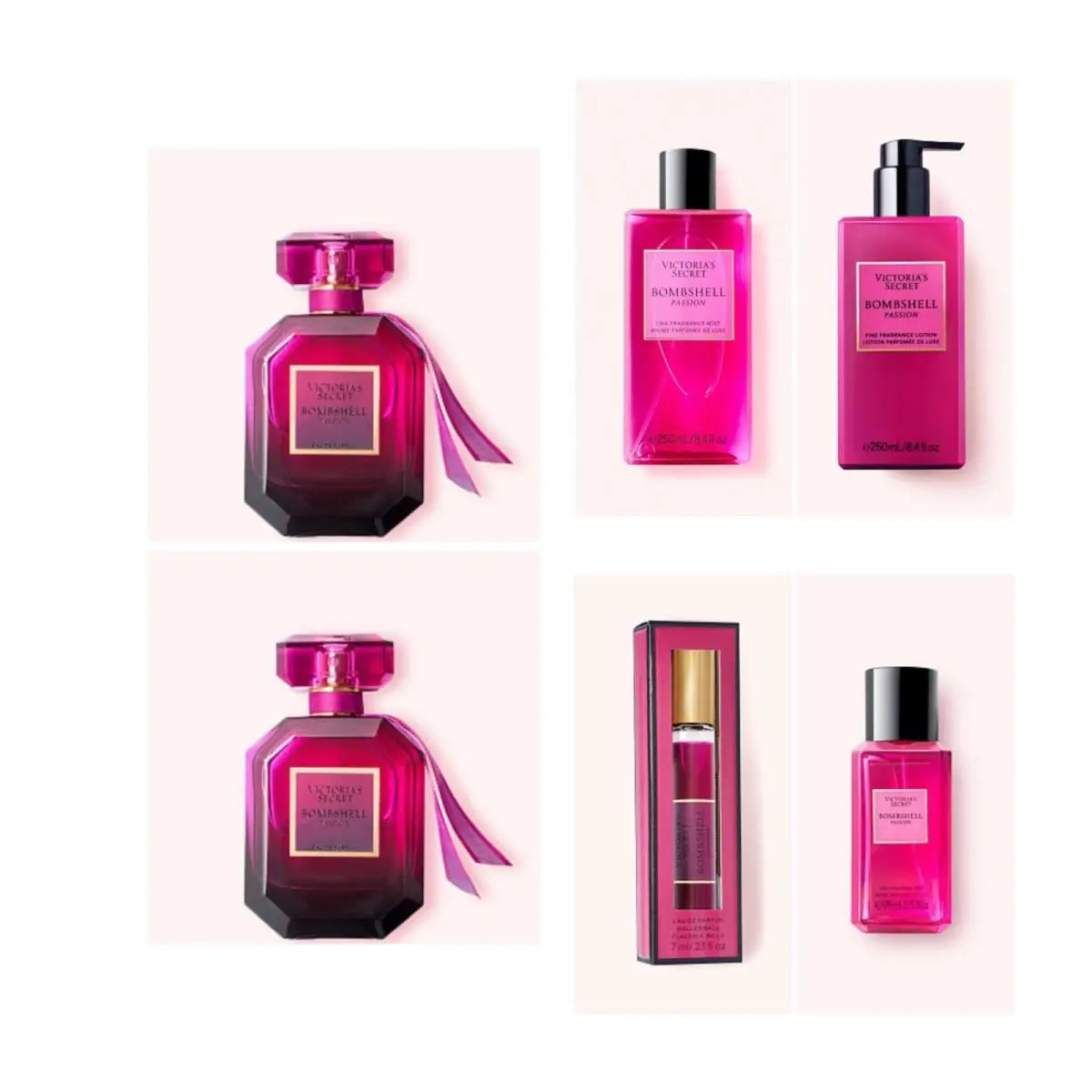 Victoria`s Secret Bombshell Passion Edp 1.7 Oz. 2 /rollerball/mist/lotion/mist