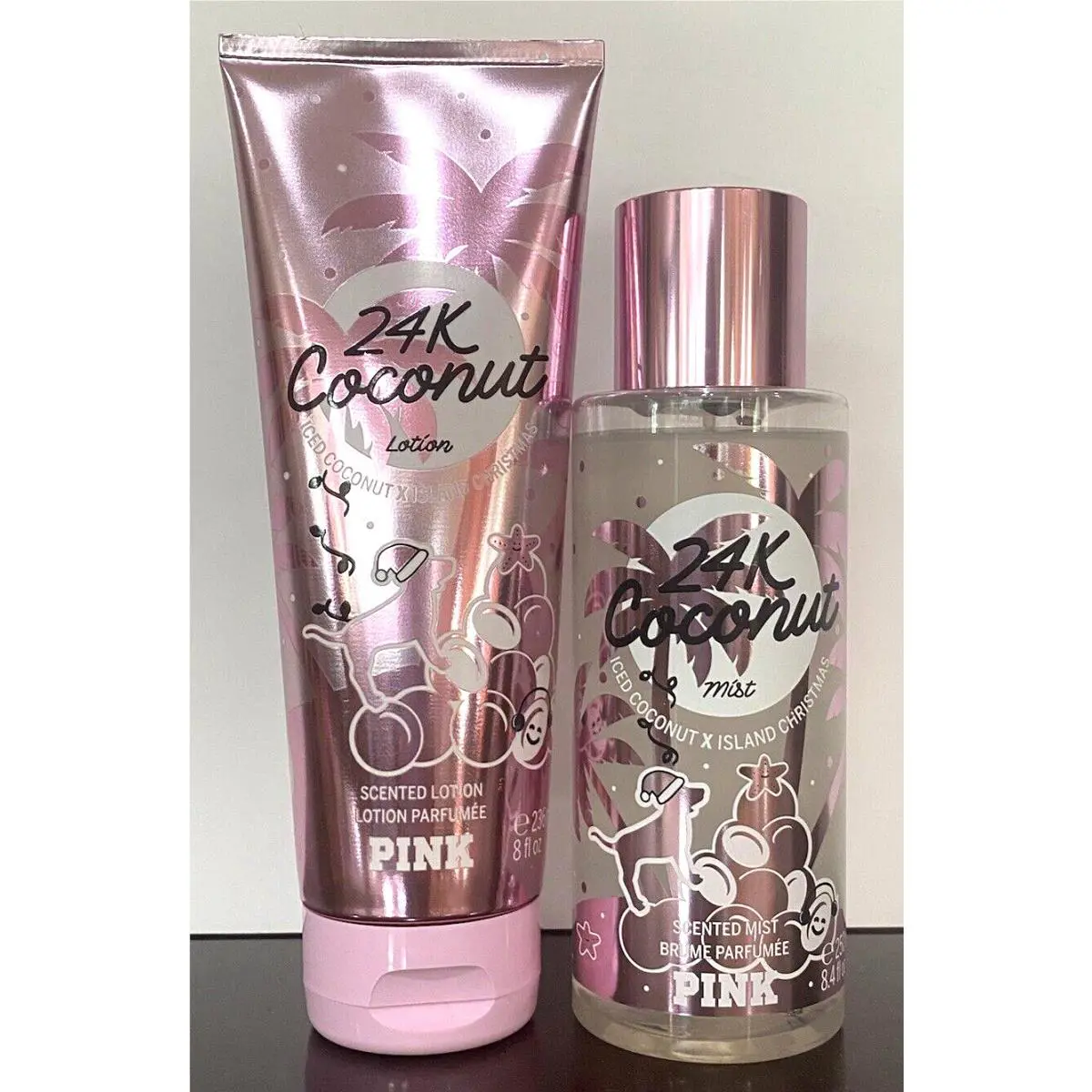 Victoria`s Secret Pink 24K Coconut Christmas 2 Piece Set - Lotion Mist