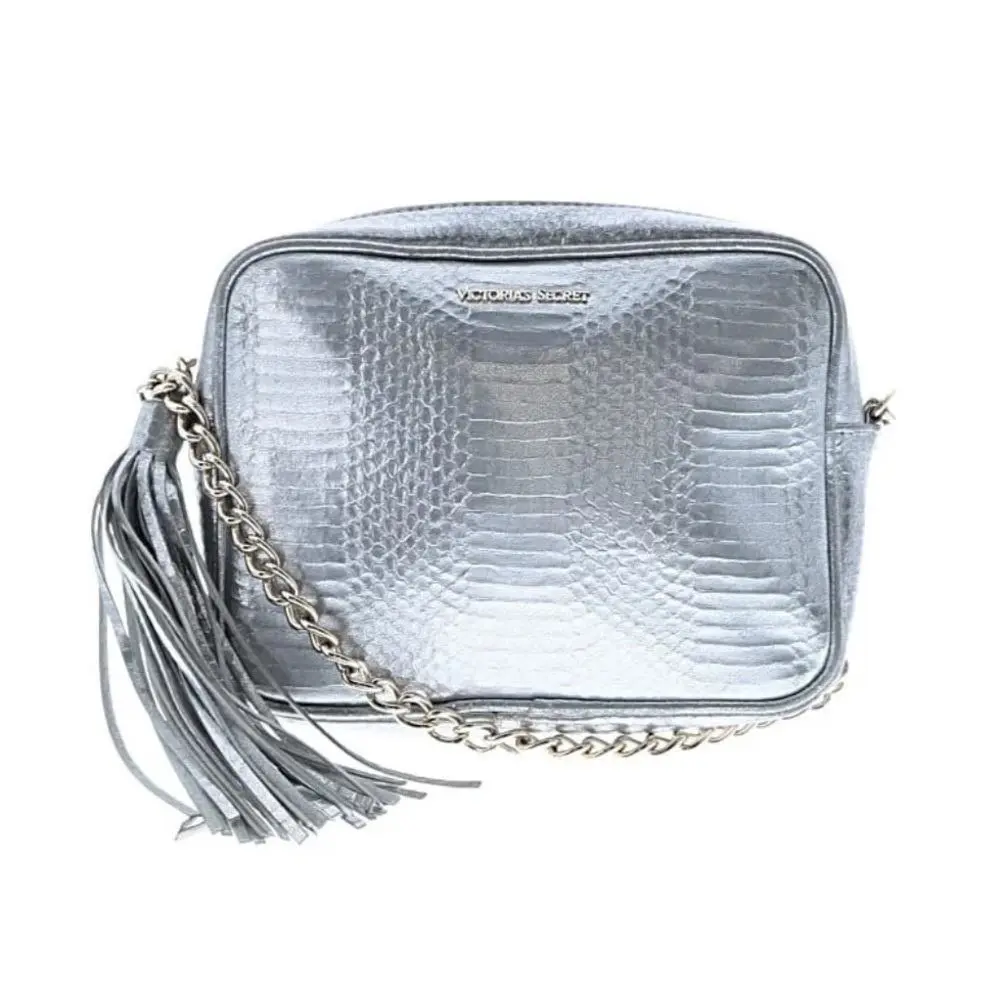 Victoria`s Secret Silver Crossbody Bag with Gold Cha