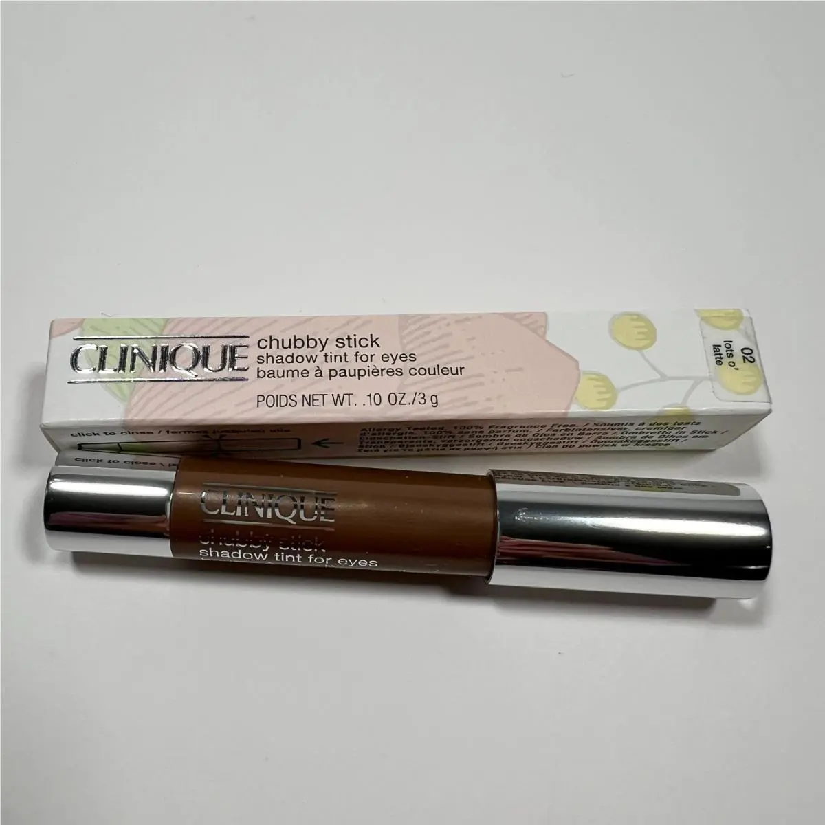 Clinique Chubby Stick Shadow Tint For Eyes Shade 02 Lots o` Latte Full Size