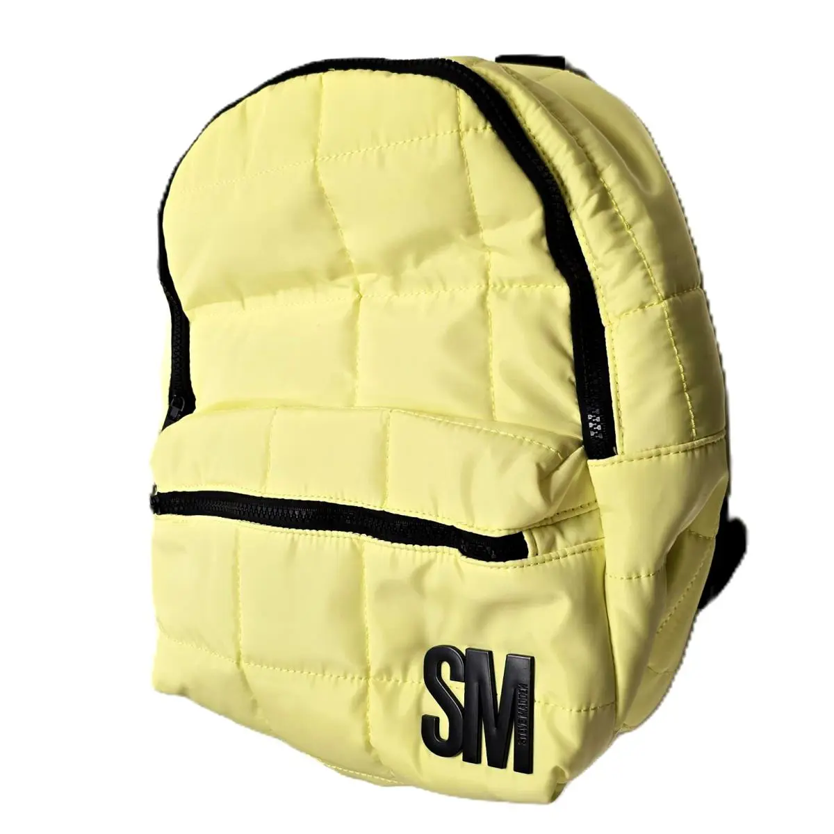 Steve Madden Quilted Pastel Yellow Black Padded For Tablet Backpack Bag+pen Case