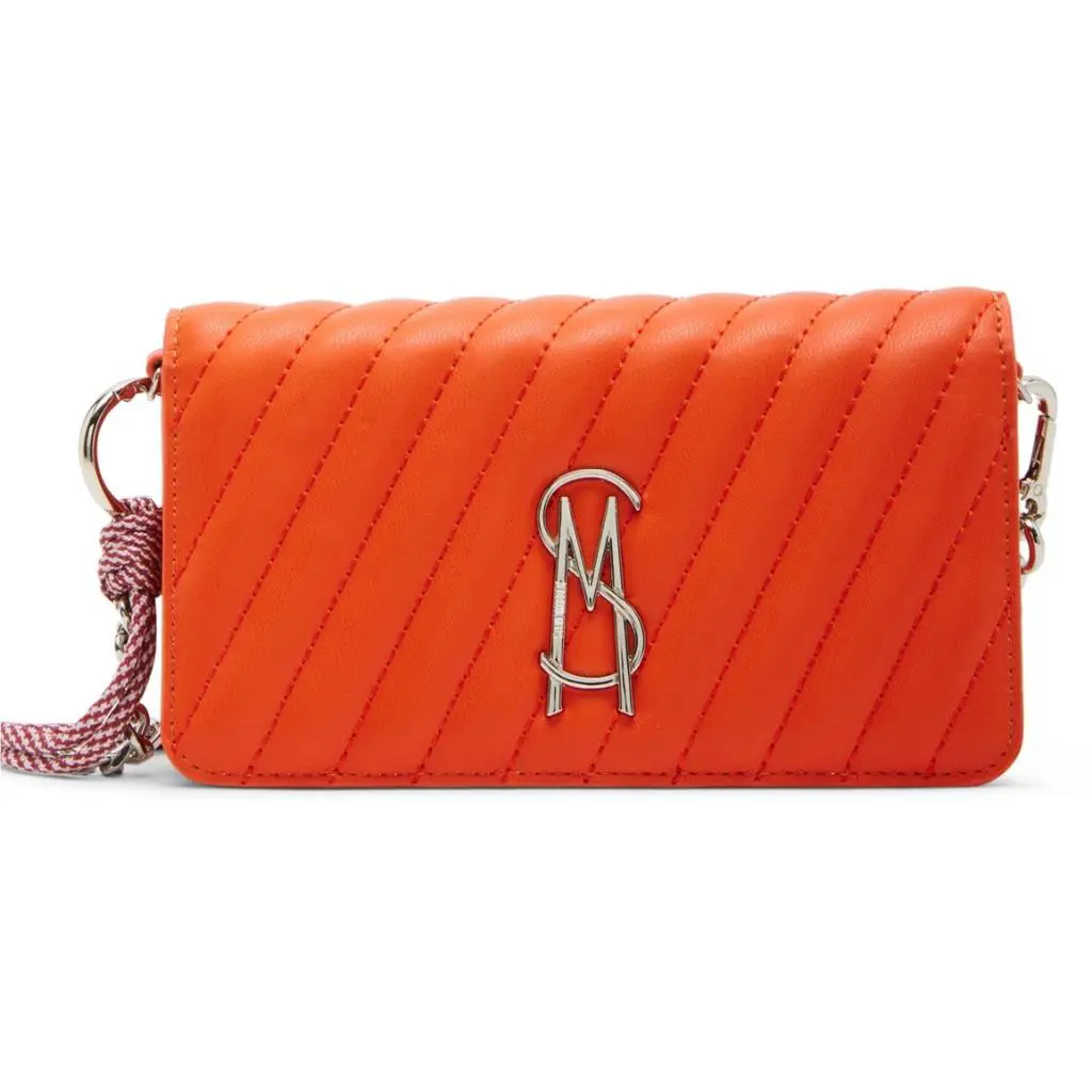 Bpaulie Crossbody Bag Quilted Orange Silver by Steve Madden