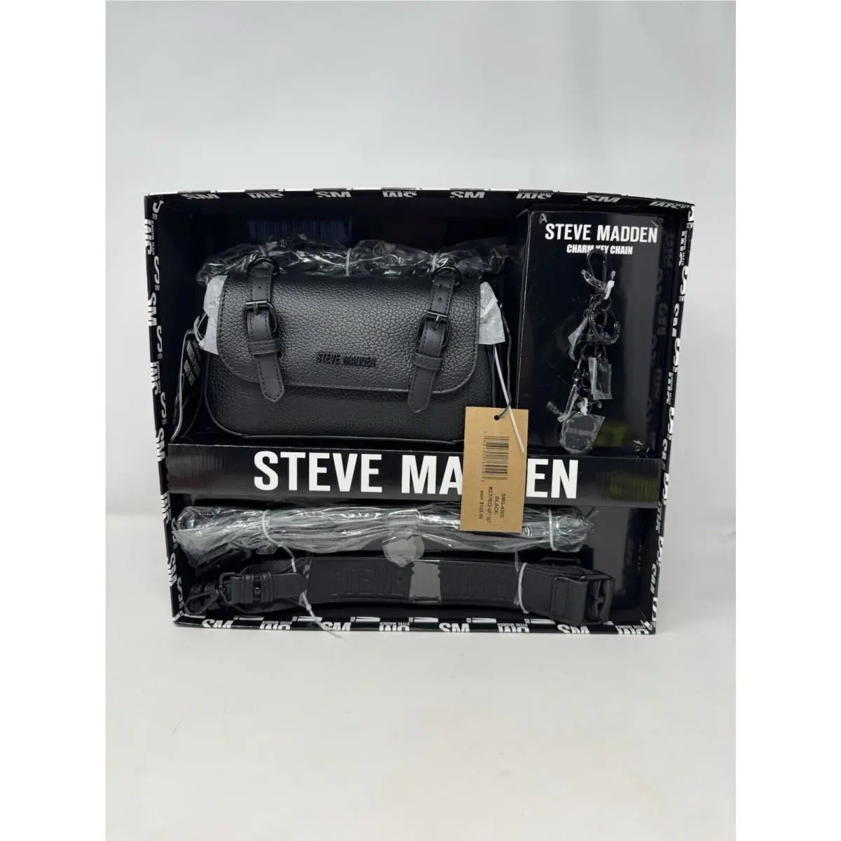 Steve Madden Multi Pc Gift Set Shoulder Bag W/handle Chain 2 Straps Charm