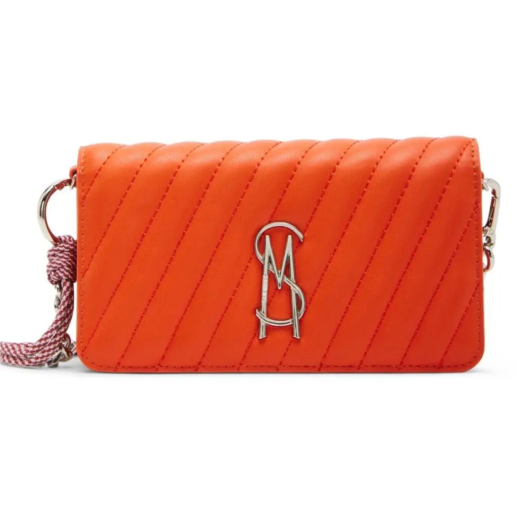 Steve Madden Bpaulie Crossbody Bag Quilted Orange Silver