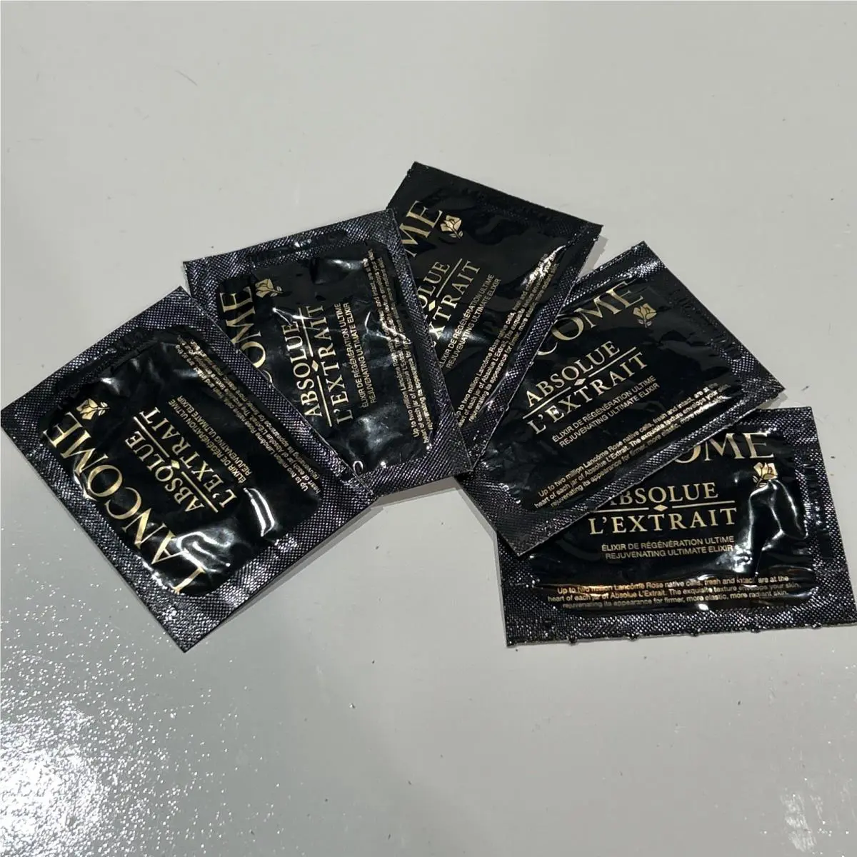 5 Lancome Absolue L`extrait Rejuvenating Ultimate Elixir Packets .067oz Each