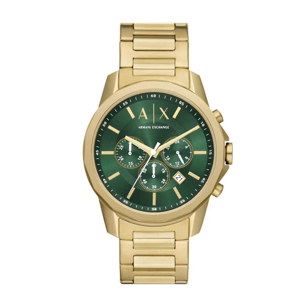 A X Men`s Watch Chronograph Gold-tone Gold/green Dial by Armani Exchange