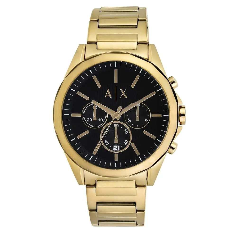 A｜x Men`s Chronograph Gold-tone Stainless Gold/black Dial by Armani Exchange