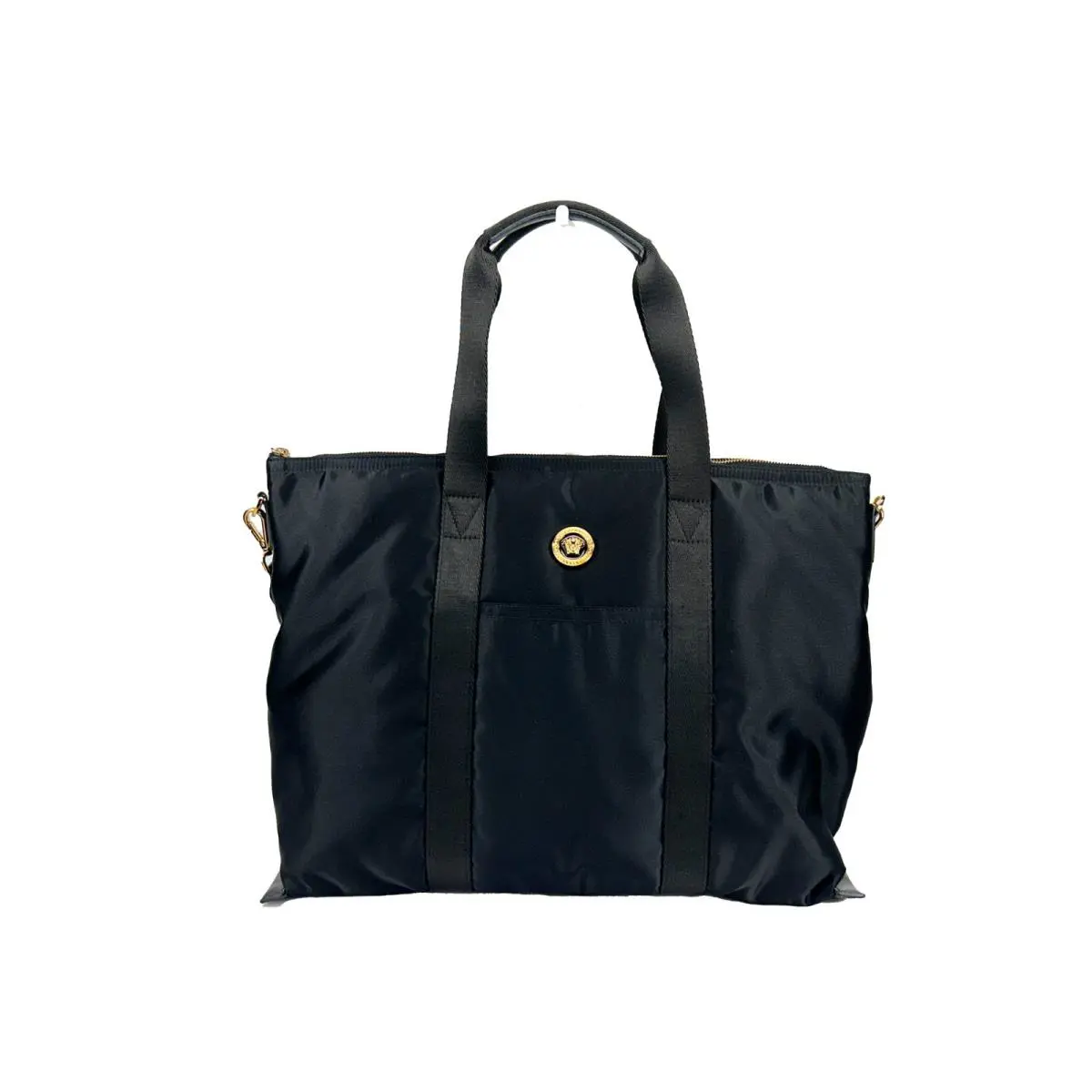 Black Nylon Fabric La Medusa Shoulder Tote Bag by Versace