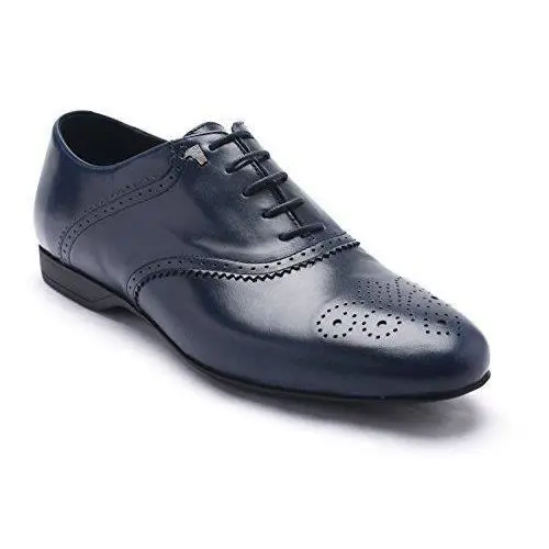 Versace Men`s Leather Oxford Lace-up Dress Shoes Dark Blue Navy 43
