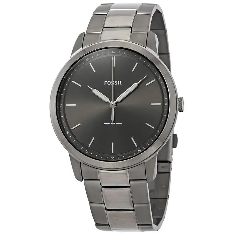 Men`s Minimalist Modern 3H Stainless Steel Gray Dial Watch Round Case by Fossil