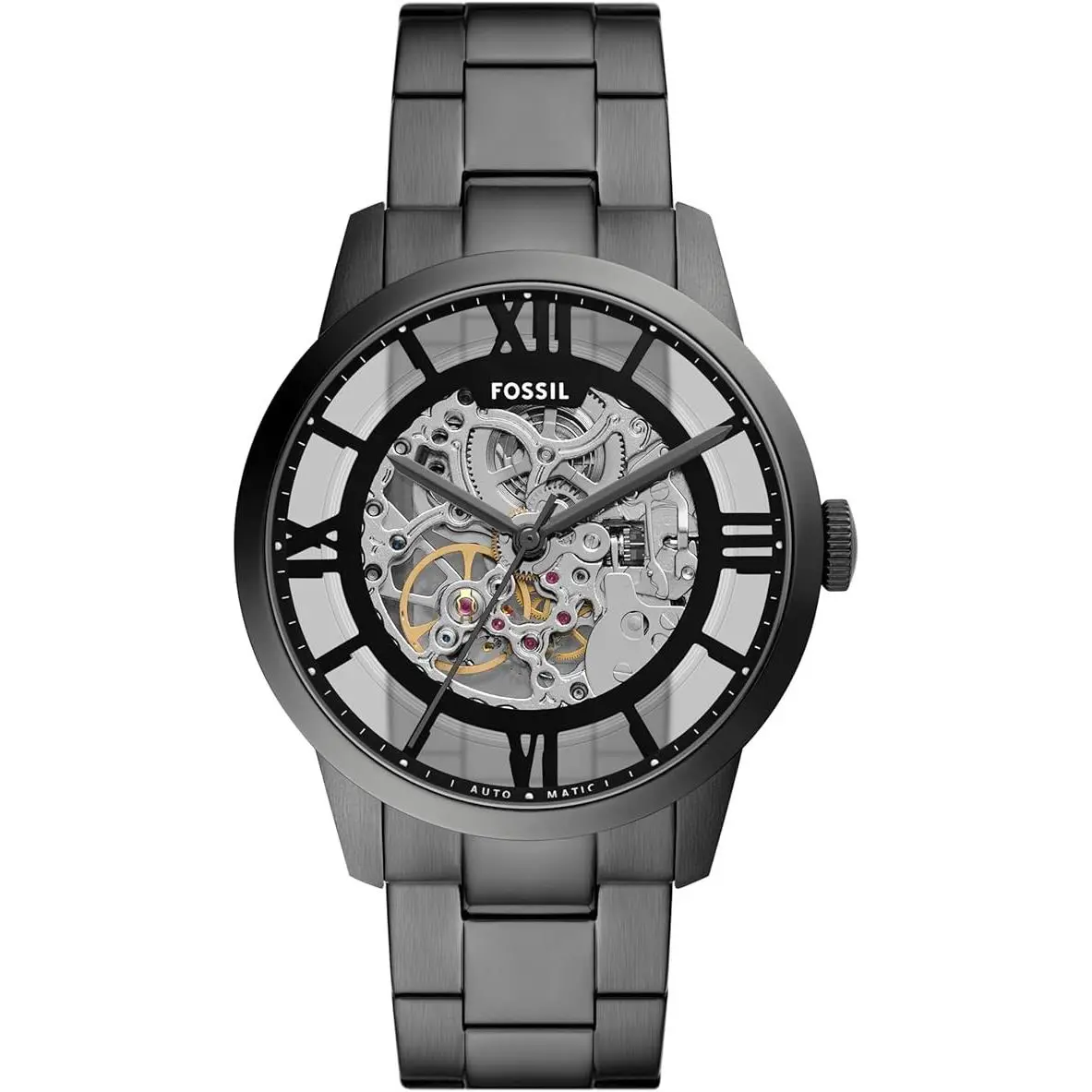 Townsman Automatic Brown Skeleton Dial Men`s Watch ME3268 by Fossil
