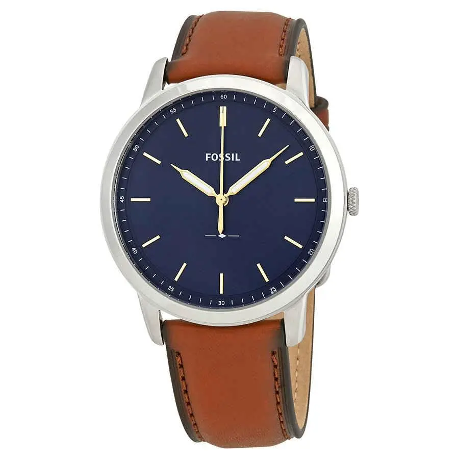 Minimalist Blue Dial Brown Leather Men`s Watch FS5304 by Fossil