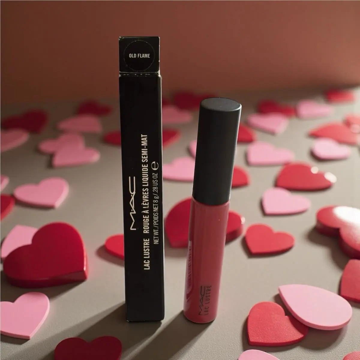 Mac Lac Lustre Demi-matte Liquid Lip Rouge in Old Flame - 0.28oz / 8g Full Size