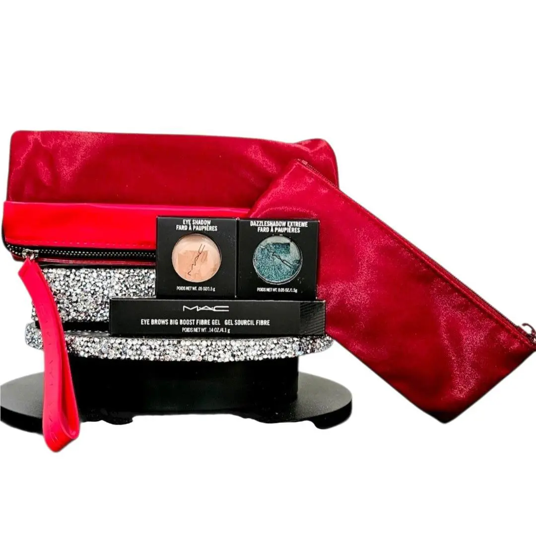 Mac Gift 5 Piece Set 2 Eyeshadows + Brows + Clutch Limited Ed Holiday